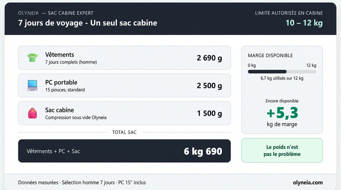 Sac cabine 7 jours : le poids n'est pas votre problème (et les chiffres le prouvent)