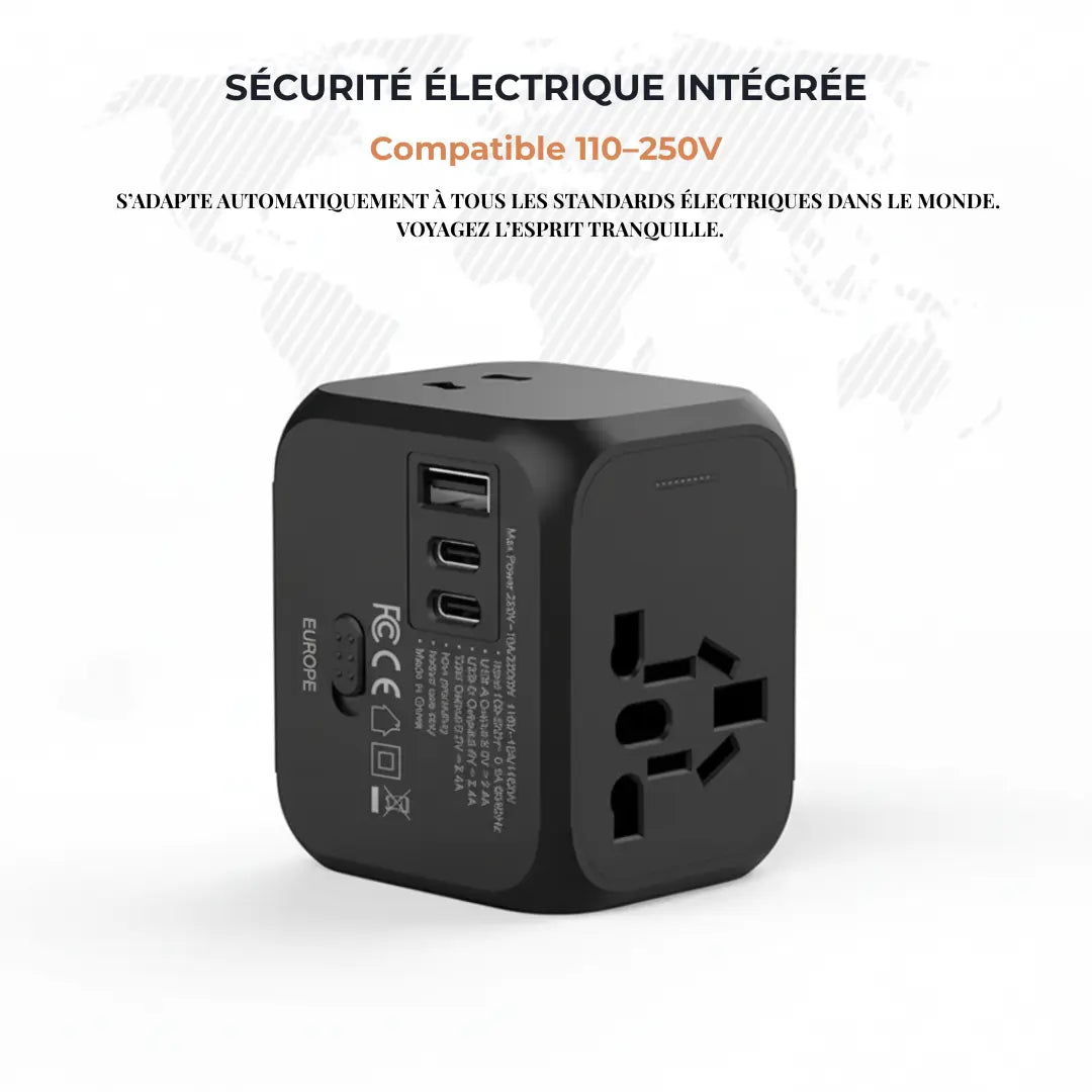 Adaptateur de voyage universel Olyneia — USB + USB-C Olyneia