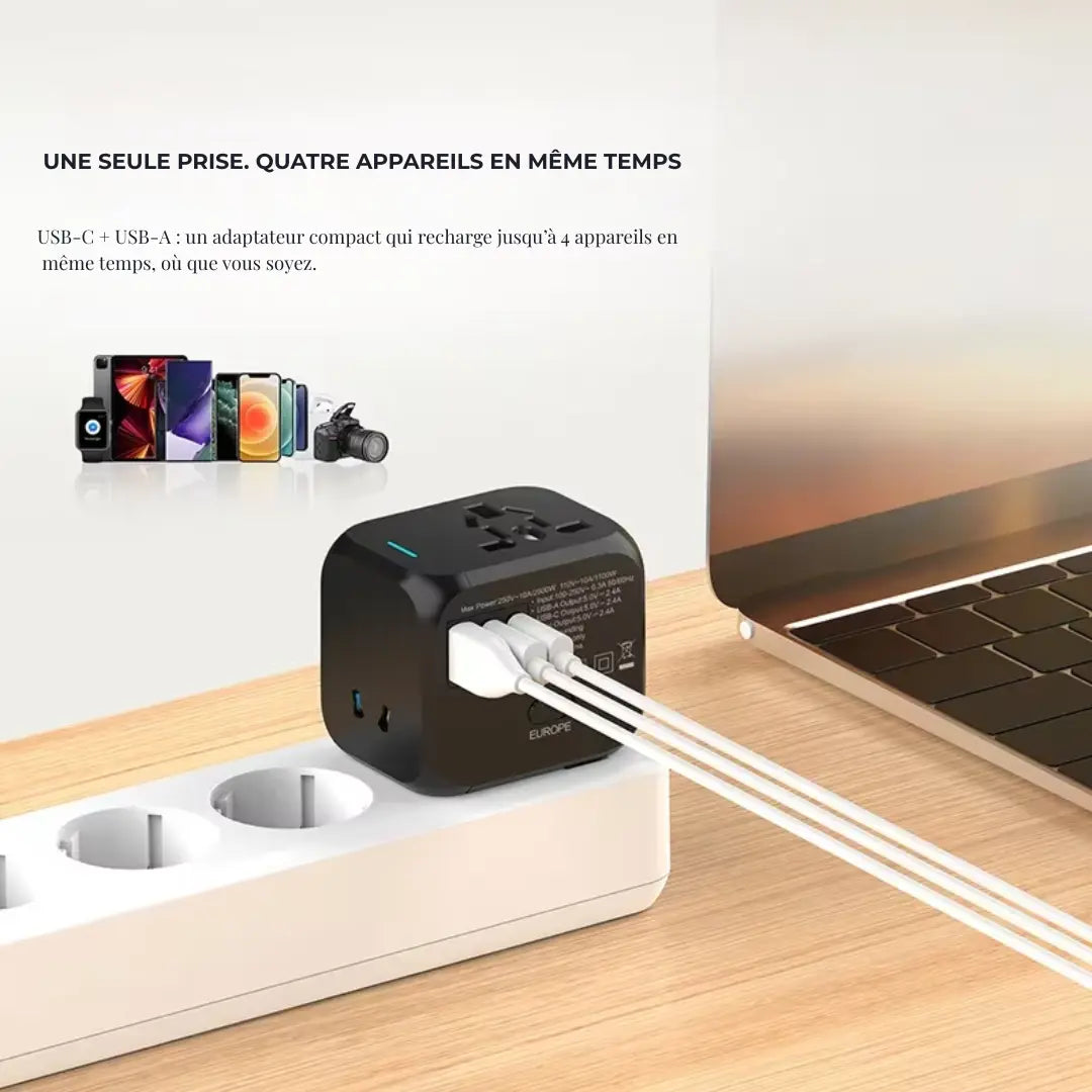 Adaptateur de voyage universel Olyneia — USB + USB-C Olyneia