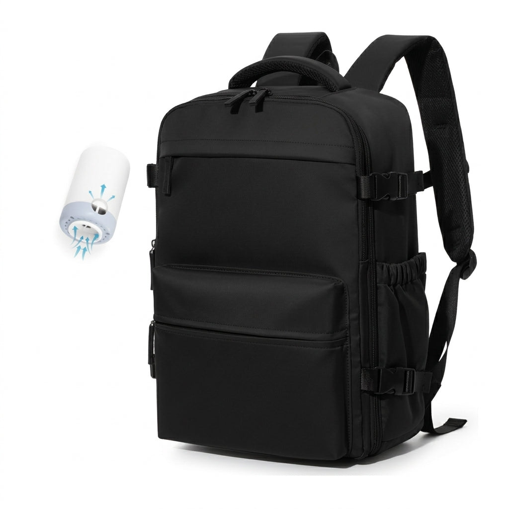 Sac cabine à compression sous vide noir 35L Olyneia — format 40×30×20 cm compatible gabarit Ryanair EasyJet