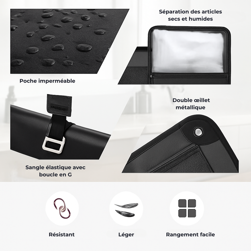 Travel Toiletry Bag for men, PU Leather Water Resistant  Universal Personal Hygiene Bag Roll Up Dopp Kit,Travel Essentials Olyneia