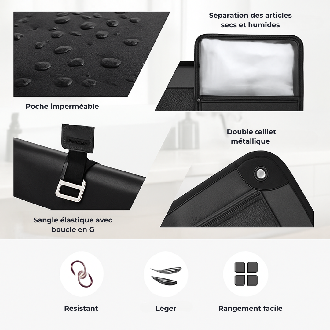 Travel Toiletry Bag for men, PU Leather Water Resistant  Universal Personal Hygiene Bag Roll Up Dopp Kit,Travel Essentials Olyneia