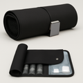 Trousse de toilette de voyage Olyneia noire – format enroulable, organisation compacte pour sac à dos cabine