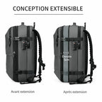 Sac cabine Voyageur Alpha conception extensible — gain de volume 5cm avant et après extension — Olyneia