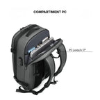 Compartiment PC dédié sac cabine Voyageur Alpha — poche ordinateur jusqu'à 17 pouces accès rapide sécurité aéroport — Olyneia