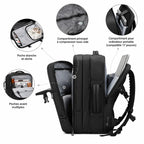 Sac cabine Voyageur Connect 55L — compartiment compression sous vide, compartiment ordinateur 17 pouces, poche étanche sèche et poches avant multiples