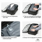 Compression sous vide 4 étapes sac cabine 35L Escale — valve hermétique et pompe USB — Olyneia
