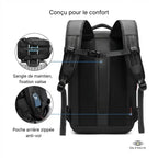 Dos ergonomique sac cabine Olyneia Voyageur Pro — sangle maintien valise poche anti-vol zippée