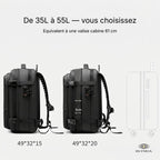 Sac cabine Olyneia Voyageur Pro capacité extensible 35L à 55L équivalent valise cabine 61 cm